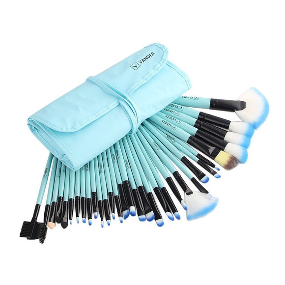 Makeup Brushes Set with Bag (Blue) - set of 32 brushes